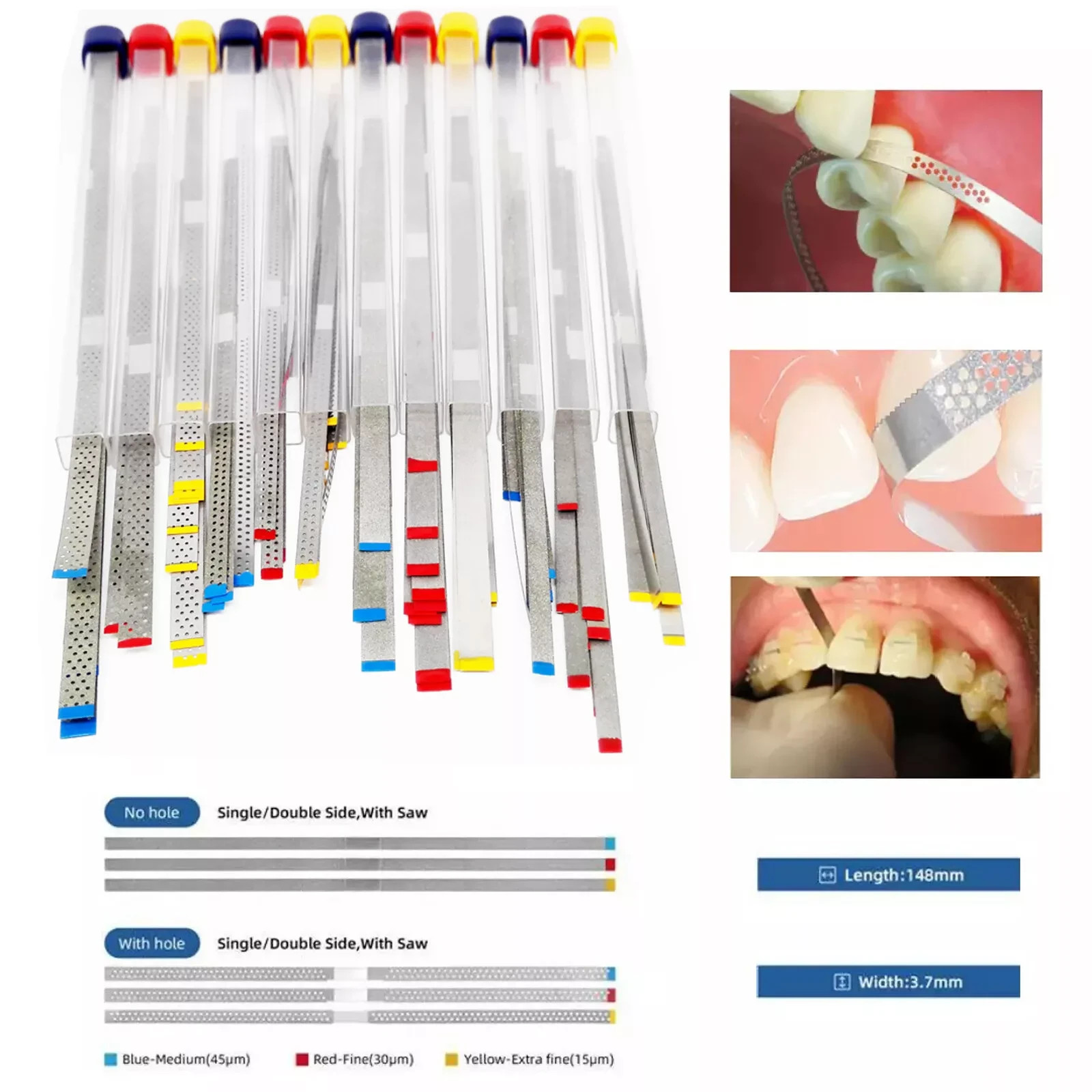 Dental Saw Diamond Polishing Finishing Strips Orthodontic Metal Sand IPR 15-45μm