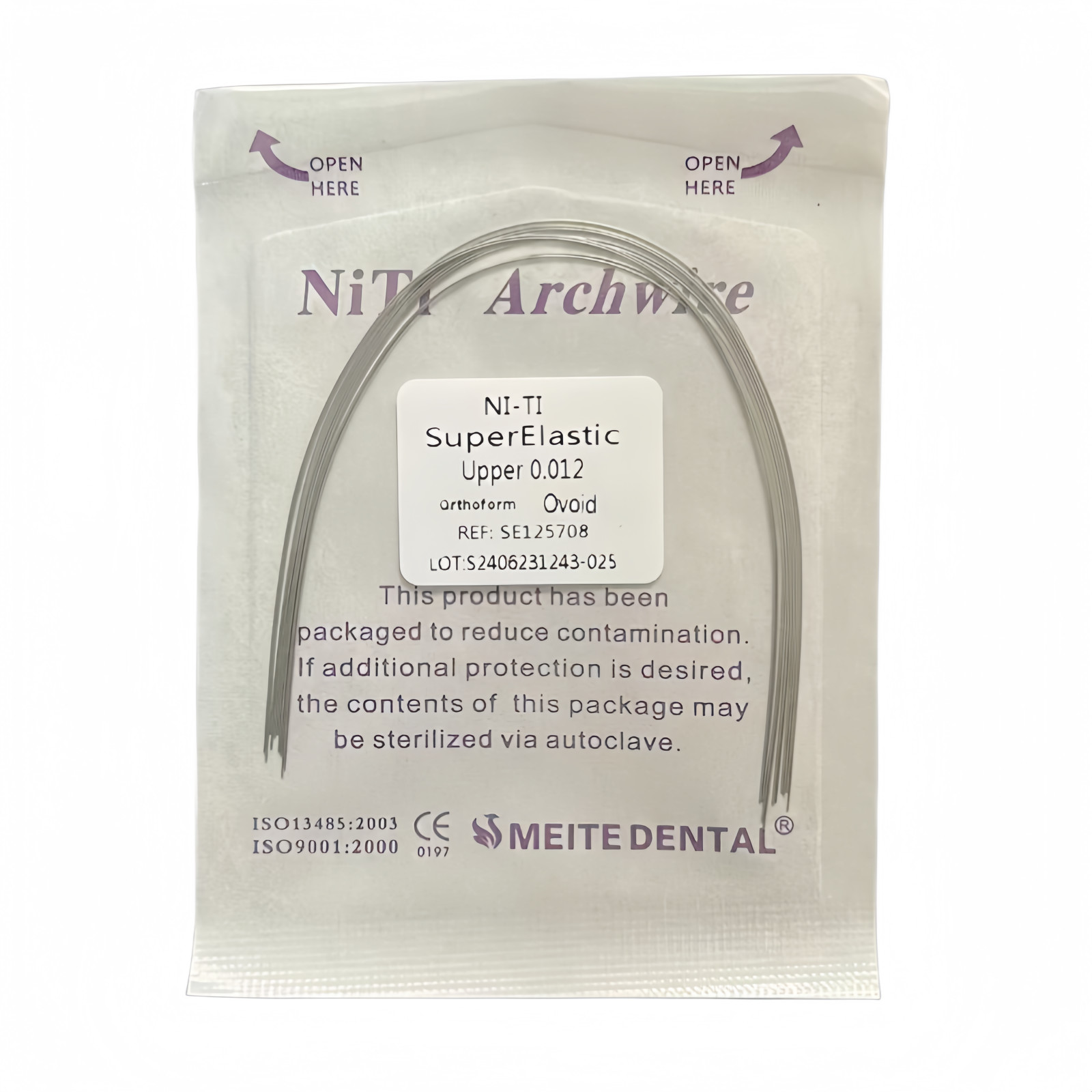 Dental Orthodontic Super Elastic Niti Round Arch Wire Ovoid/Nature Form