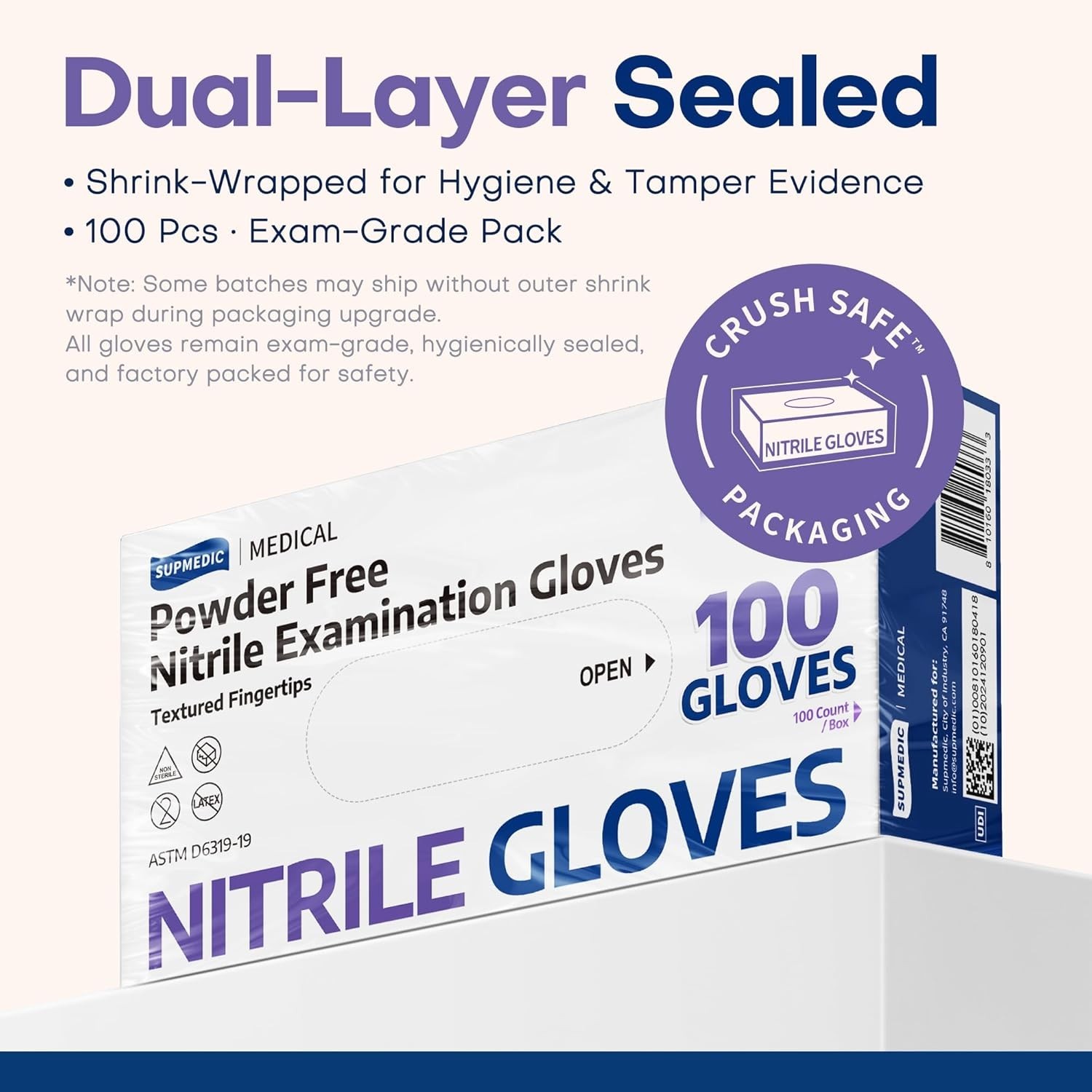 Medical Soft Max Nitrile Disposable Gloves, 100 Ct Latex-Free Powder-Free Foo…
