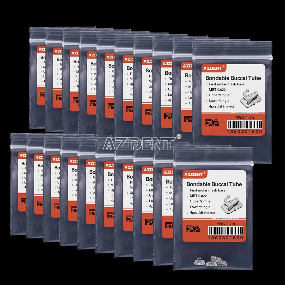 AZDENT Dental Orthodontic Bondable Buccal Tube 1st Molar MBT/Roth.022 Non-Conv