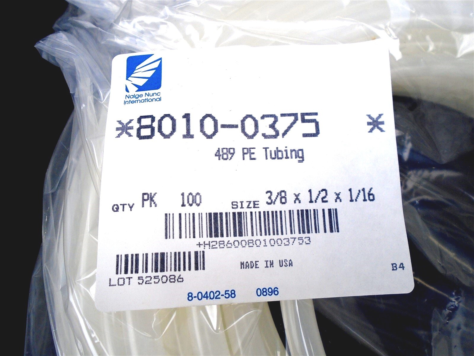Thermo NALGENE – 8010-0375 – 489 PE TUBING – 100ft – 3/8 x 1/2 x 1/16