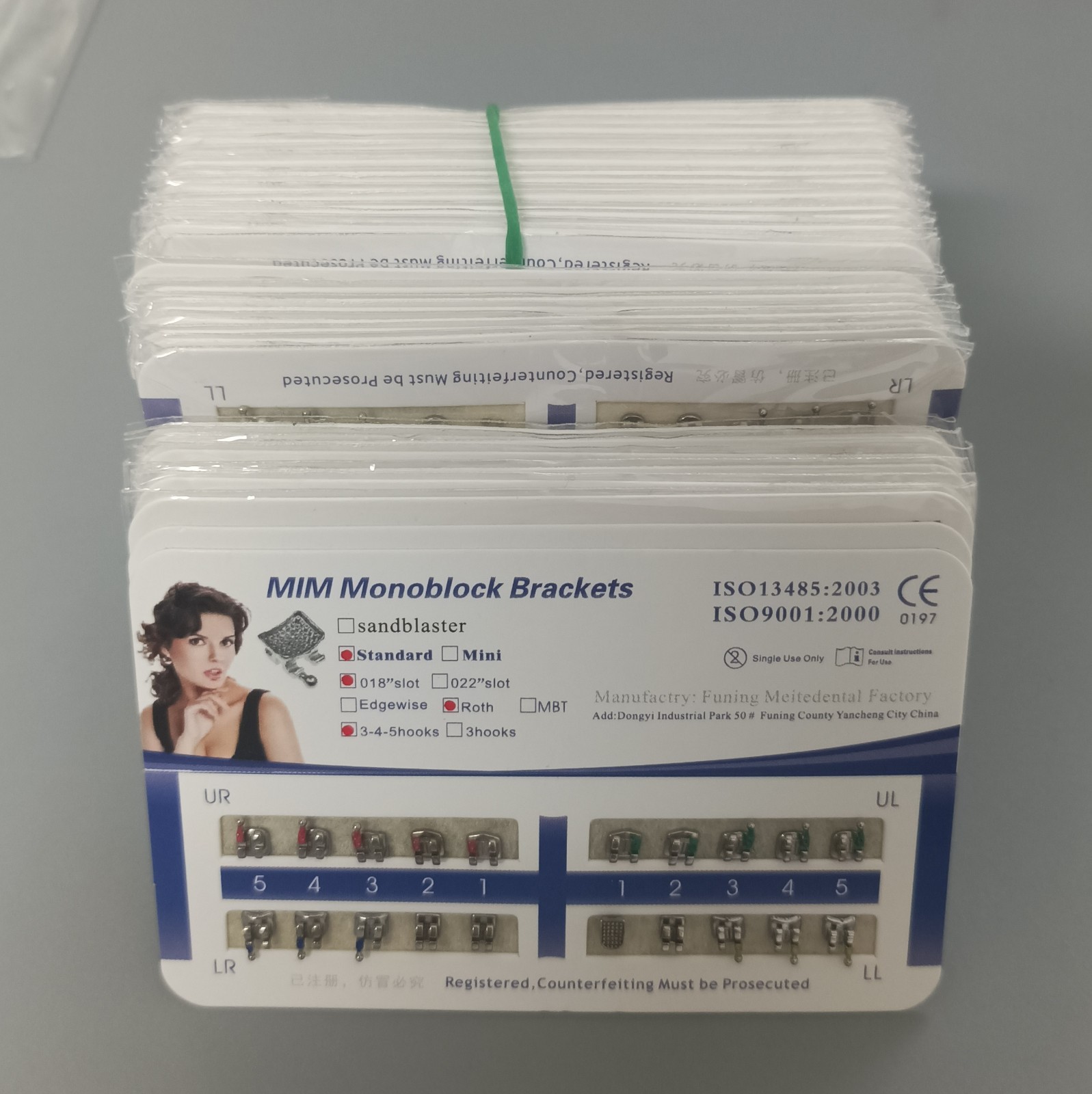 Dental Orthodontic Metal Bracket MIM Monoblock Standard Roth 018 345 hooks