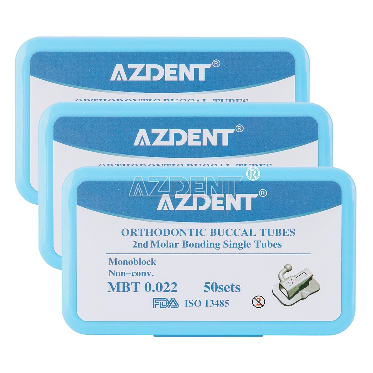 AZDENT 50set Dental Orthodontic 2nd Molar Buccal Tubes Roth/MBT 0.022 Bondable