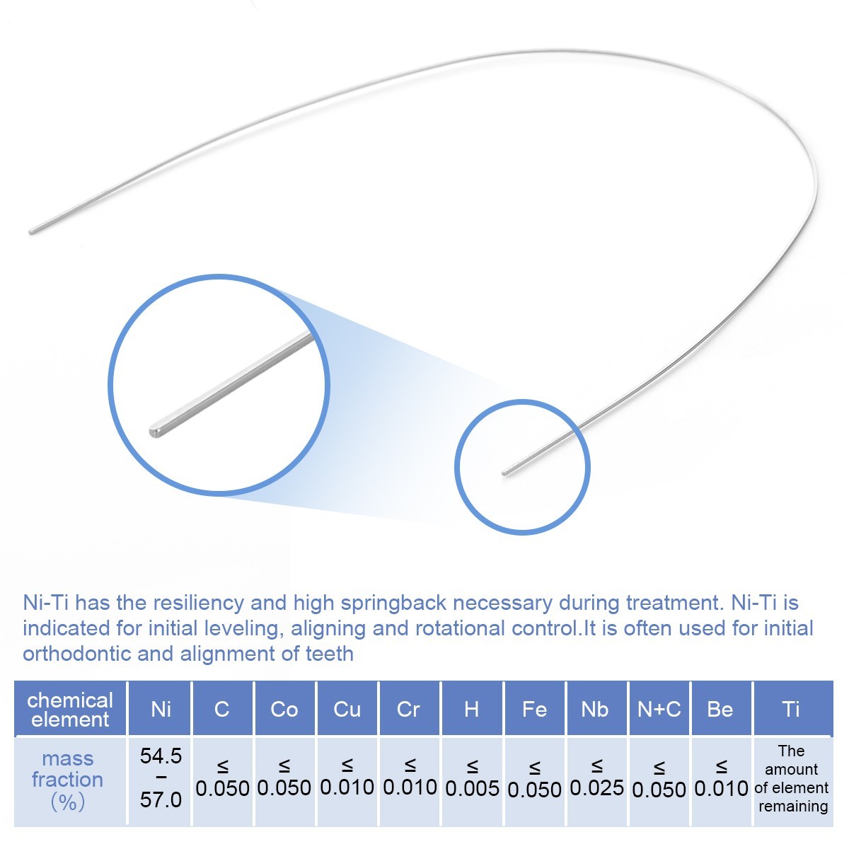 AZDENT Dental Orthodontic Stainless Steel Rectangular Arch Wires Natural Form