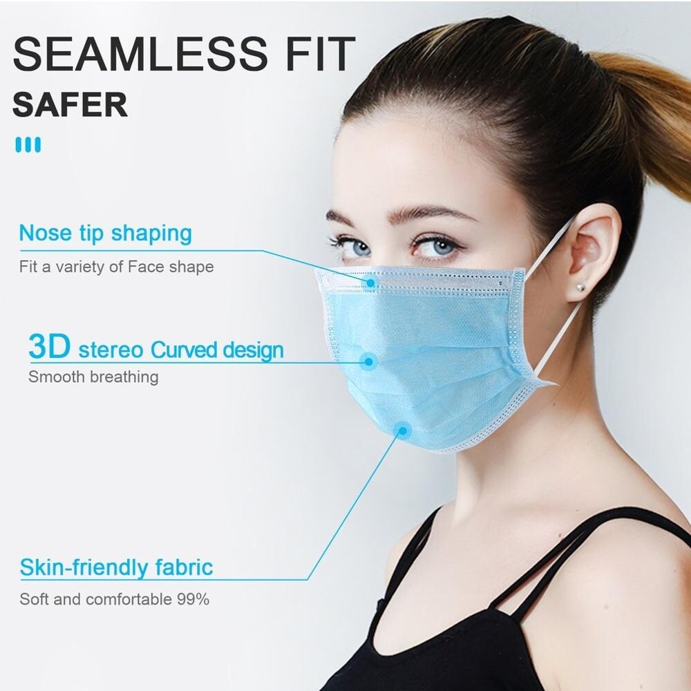 50 PCS Face Mask Surgical Dental Disposable 3-Ply Earloop Mouth Cover Masks