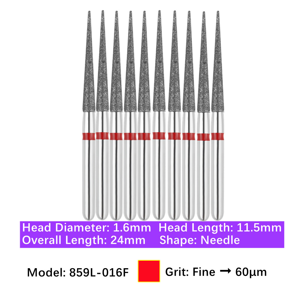 Vakker 10pc Diamond Burs Needle Burs Friction Grip Burs for High Speed Handpiece