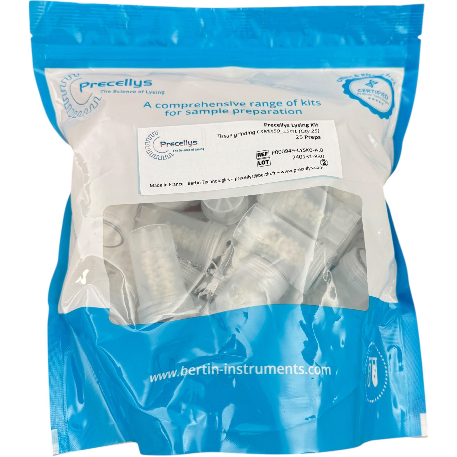 Precellys 15 mL Tissue Grinding Kit 15 ML QTY 25 P000949-LYSK0-A