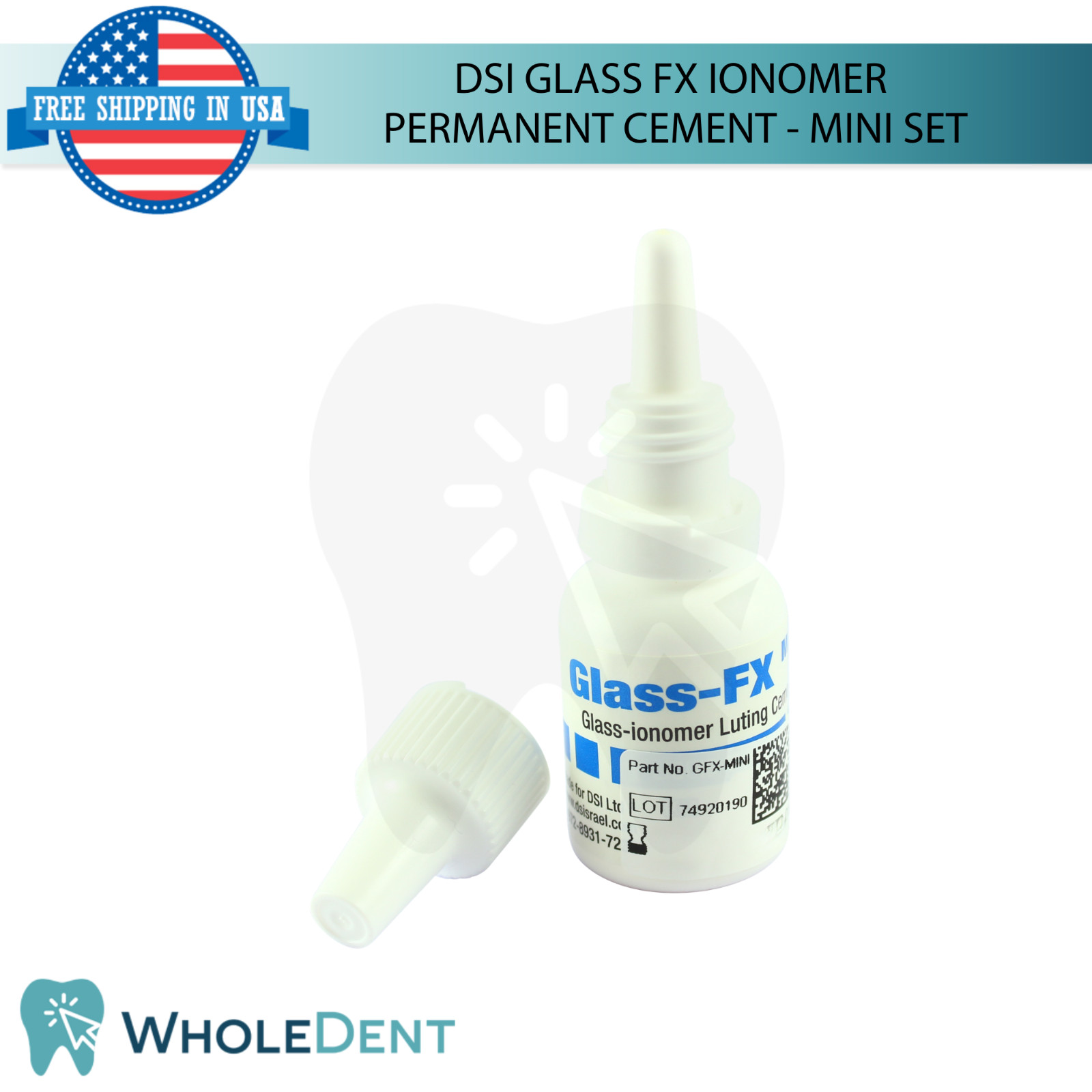 Glass FX lon0mer Permanent Cement Dental Restoration Adhesive Mini Set