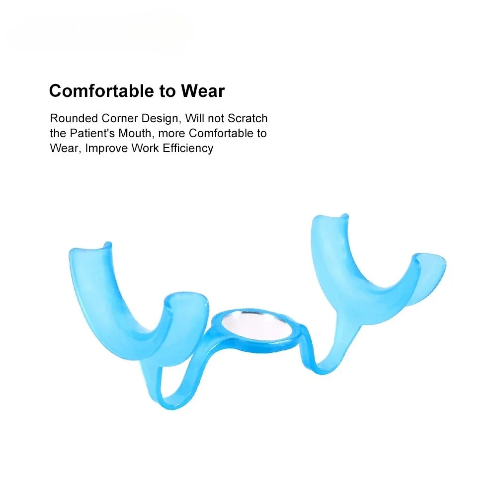 Dental M Type Intraoral Cheek Retractor Lip Mouth Opener w/Mirror Blue 10Pcs/Bag