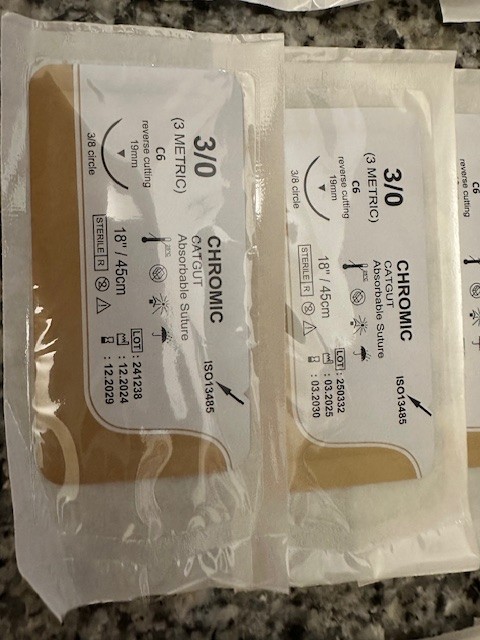 Chromic Suture 18″ 3-0 Resorbable – Brand New, Lot of 70