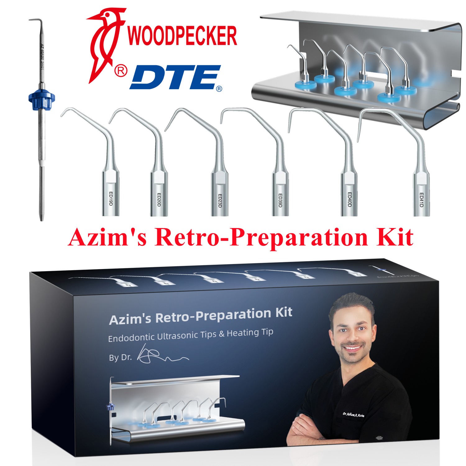 Woodpecker DTE Dr. Azim’s Retro-Preparation Endo Tips Kit for Ultrasonic Scaler