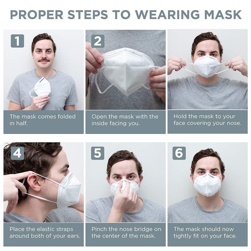Comfortable KN95 5-Ply Face Masks, Individually Wrapped for Everyday Use, 5 Pack