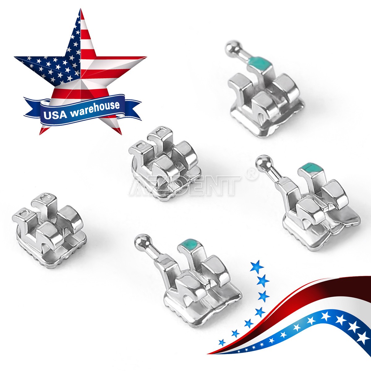 50 Sets AZDENT Dental Orthodontic MIM Monoblock Brackets Brace Roth.022 345 HOOK