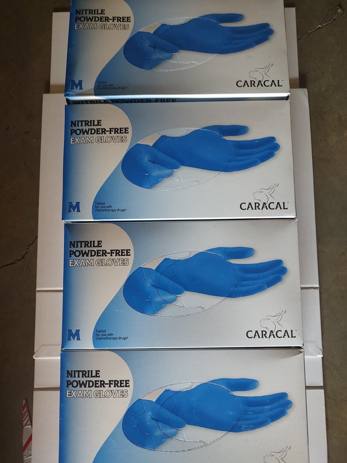 4 Caracal Powder Free Nitrile Medical Exam Gloves – Pack of 250 Size M