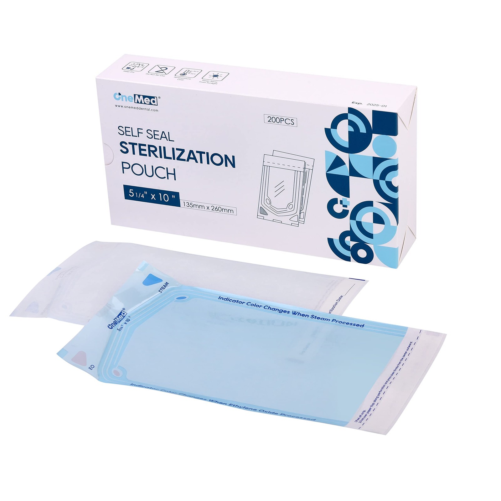 200 Pouches Dental Self-Sealing Sterilization Pouches 5.25×10 inch 200/Box 1 Box