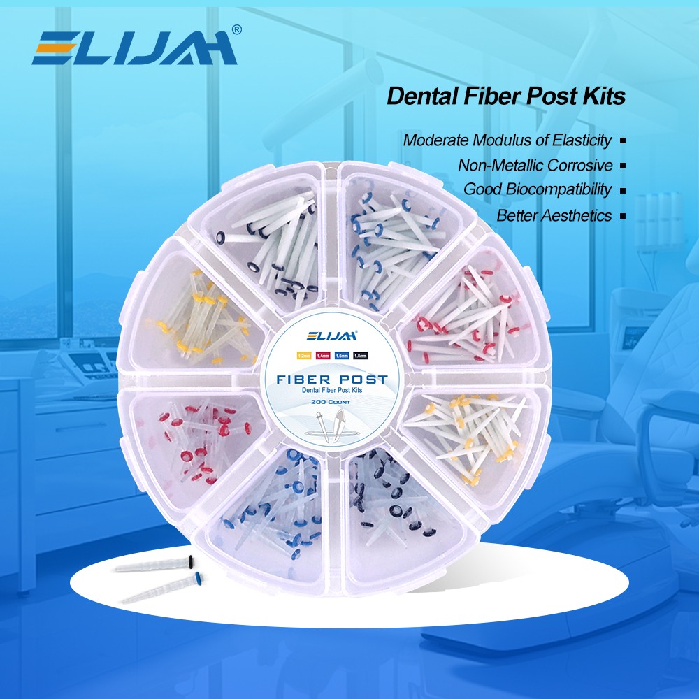 200Pcs/Box Dental Fiber Post Kits Screw/Straight Post Quartz Glass Thread Pile