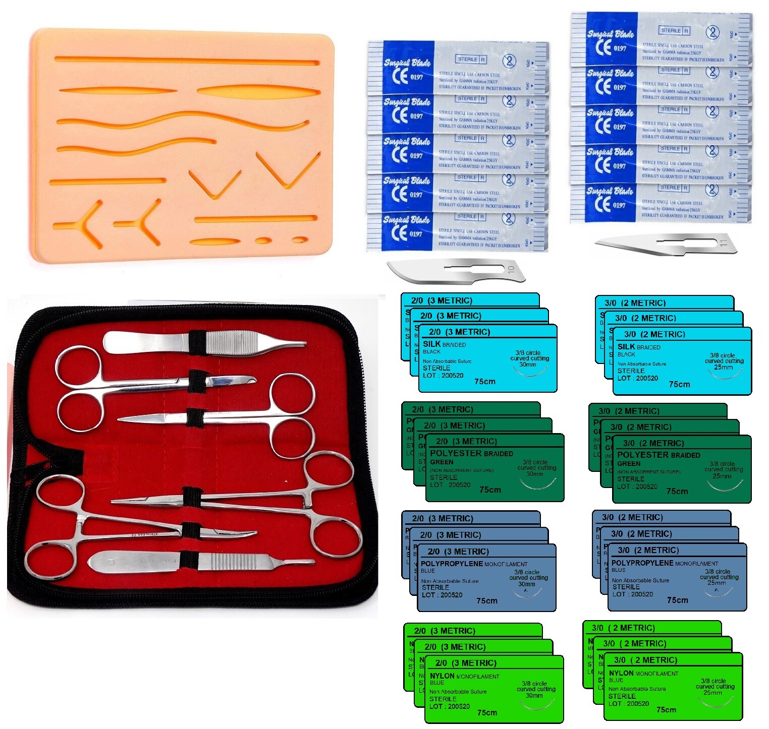 41 Piece Practice Suture Kit for Medical and Veterinary Student Training