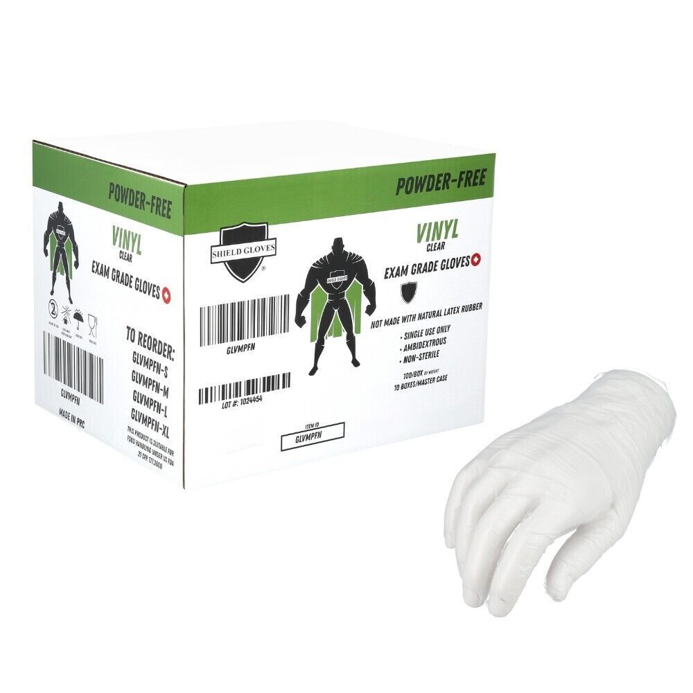 Powder-Free Vinyl Disposable Non Latex Gloves – Clear – 5 MIL-Medium 1000 Qty