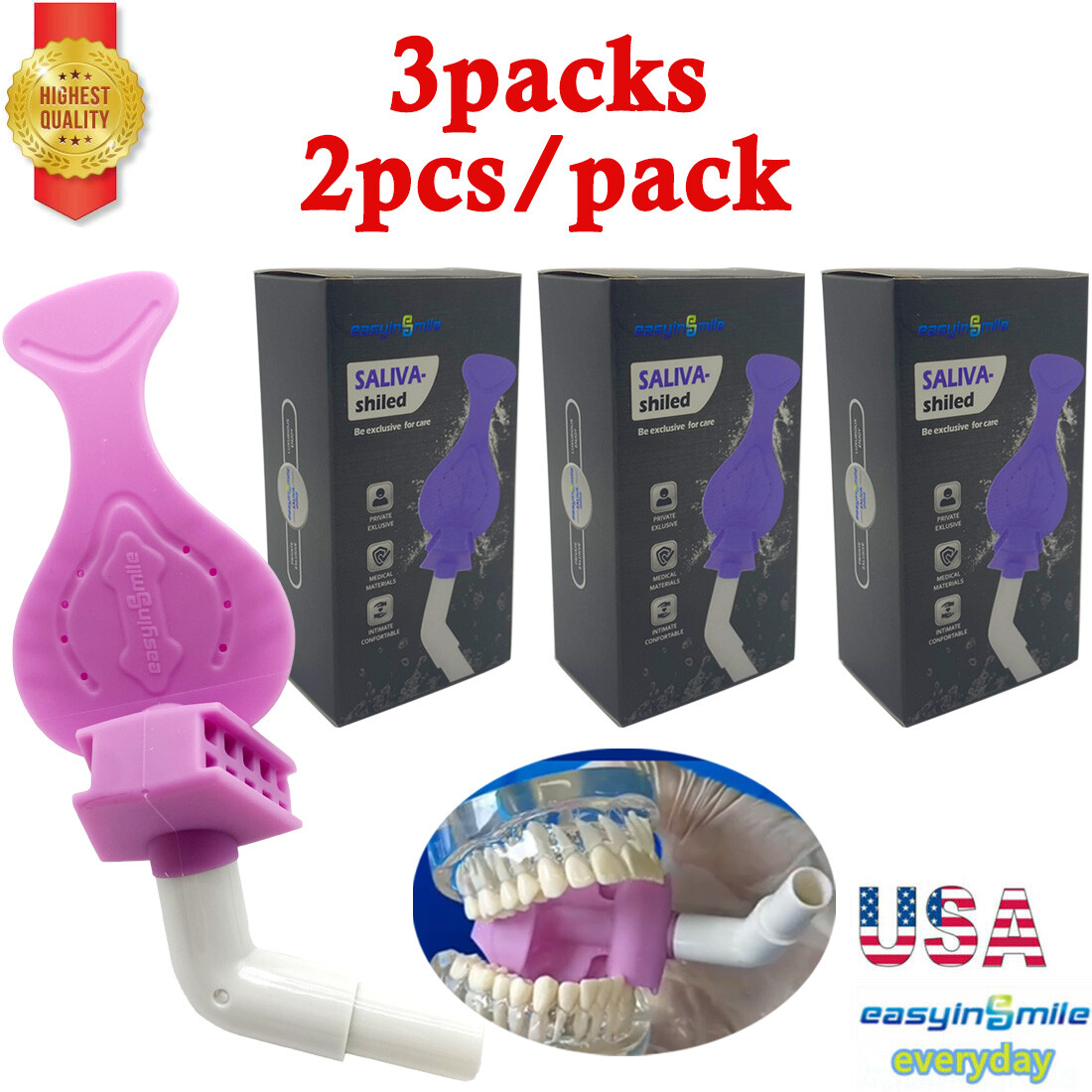 Dental Isolation Adapter for DryShield Dry Shield HVE Suction Autoclavable 6Pcs