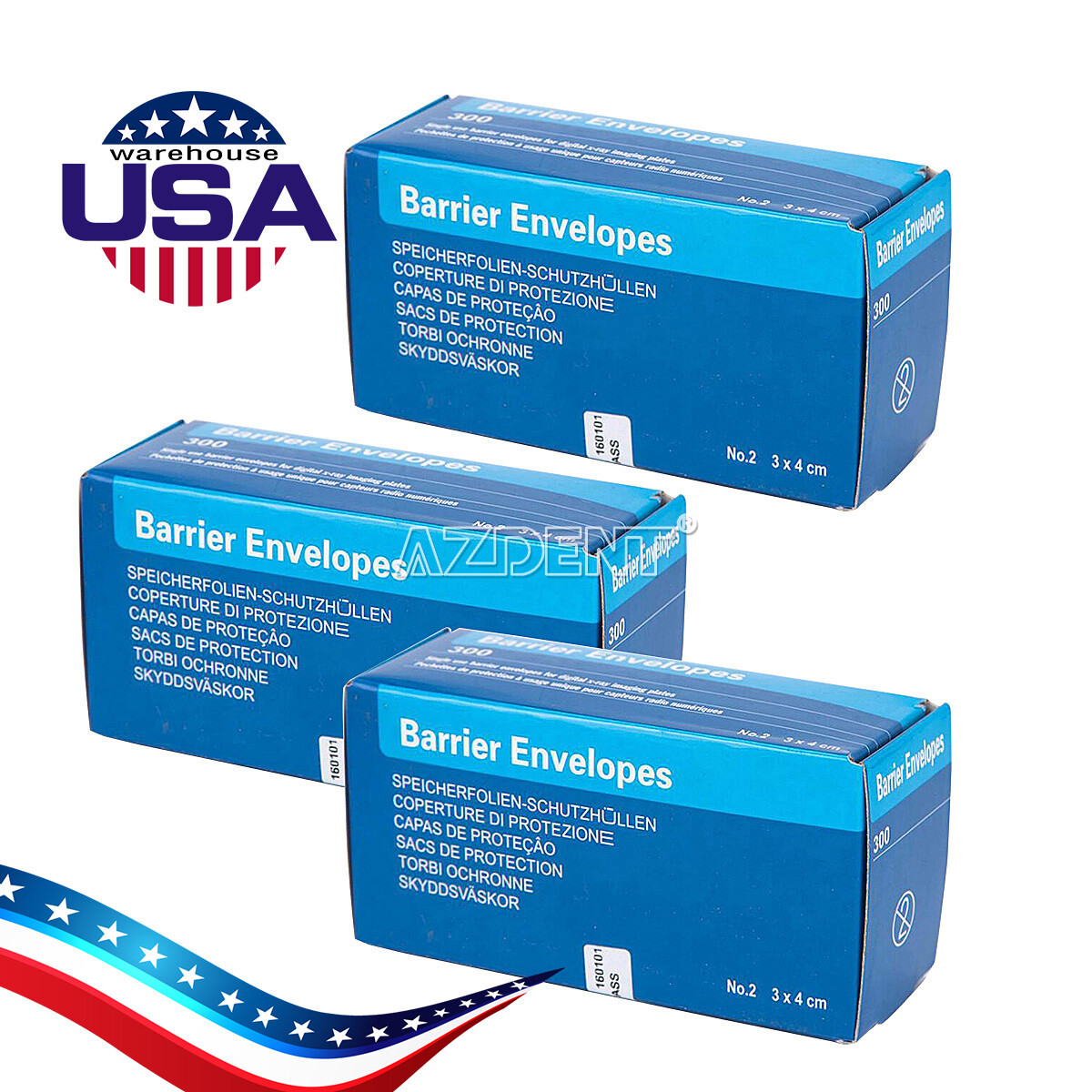 300 Pcs Size 2# Dental Digital X-Ray Barrier Envelopes For Scan X Phosphor Plate