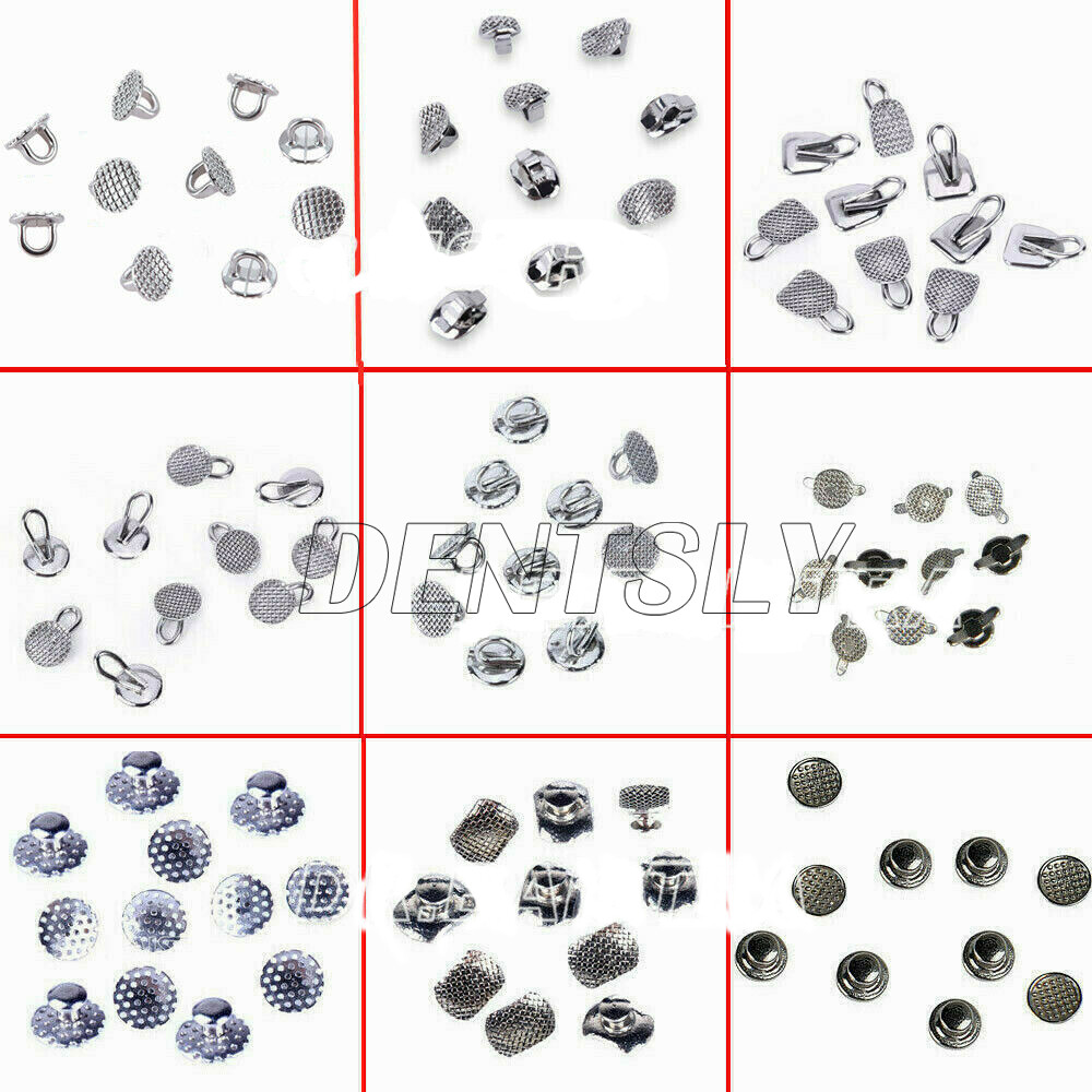 AZDENT Dental Orthodontic Lingual Buttons Bondable Round Mesh Base Rectangular