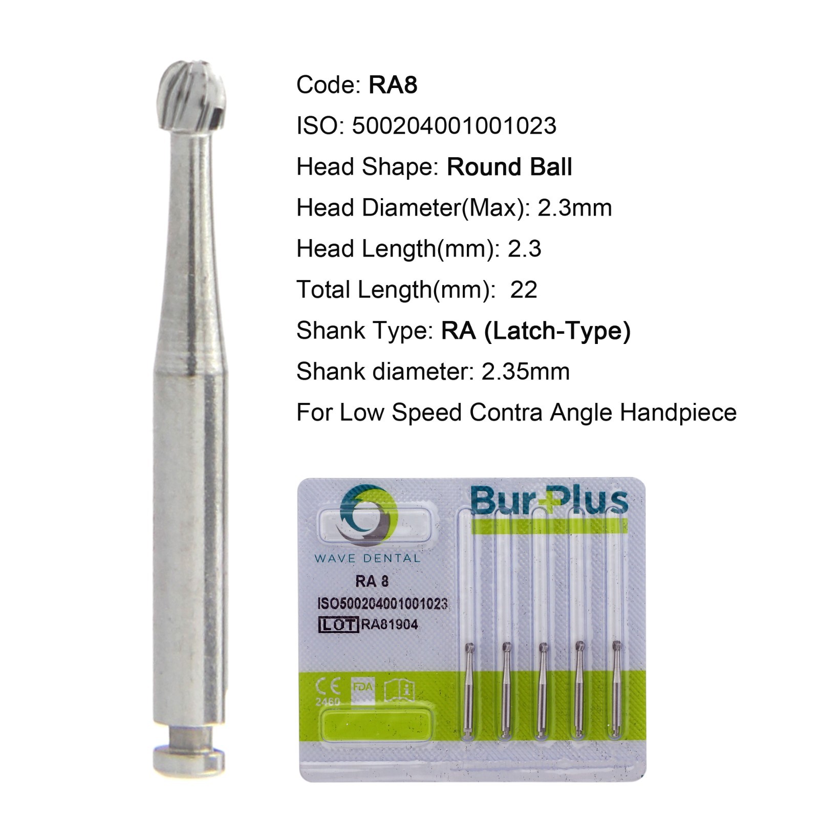 WAVE Dental Latch Round Carbide Burs RA 2 4 6 8 Surgical Bur RA SURG Slow Speed