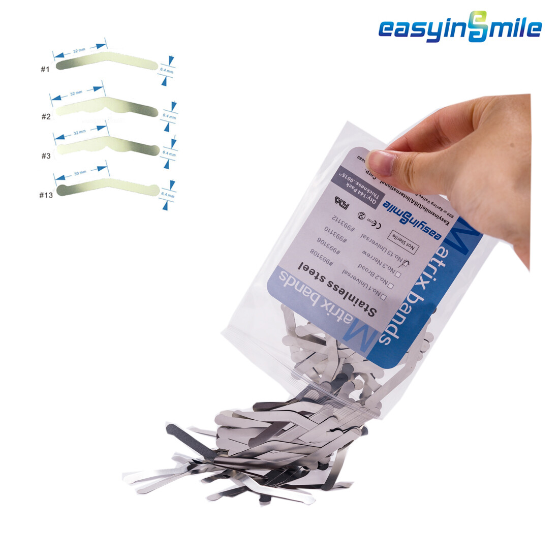 144Pc Dental Universal matrix bands Tofflemire Stainless Steel Matrices .0015 US