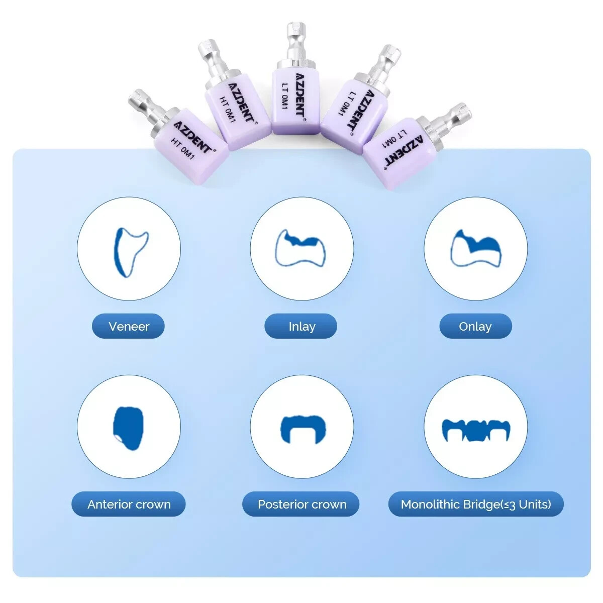 C14 Emax AZDENT Dental Glass Ceramic Lithium Dislicate CAD/CAM Cerec Blocks