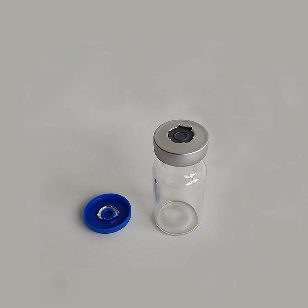 100Pcs 10Ml Vials-Glass Clear Bottom Headspace Vial with Plastic-Aluminum Flip o