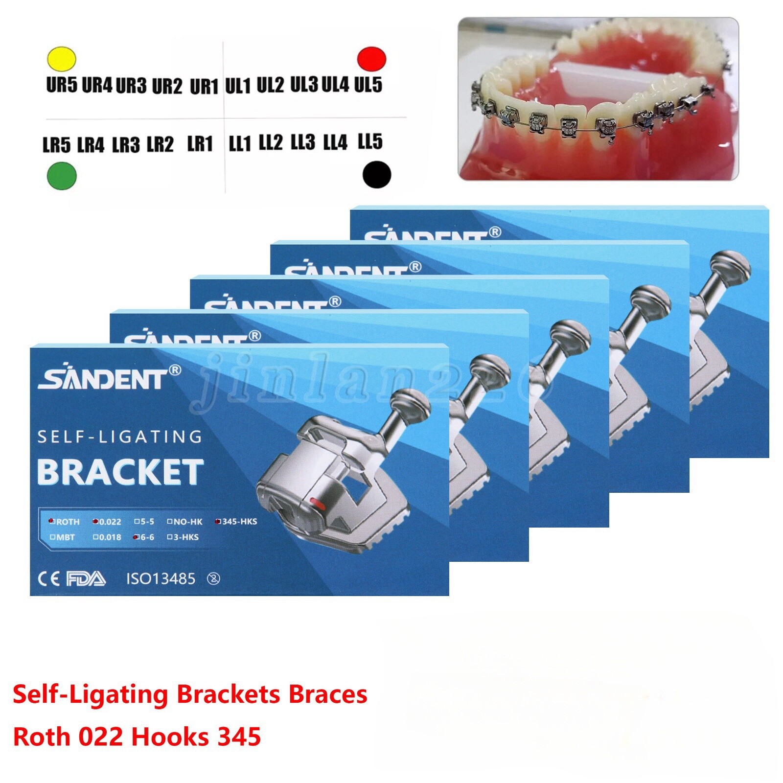 20Pcs/Pack Dental Orthodontic Self Ligating Braces Bracket Metal Brackets