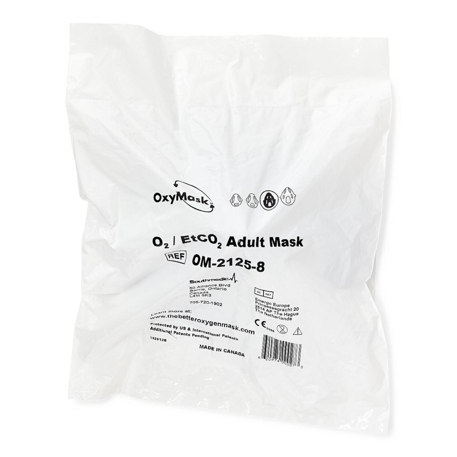 *1-Pack* Medline Southmedic OxyMask EtCO2 Oxygen Adult Mask OM-2125-8