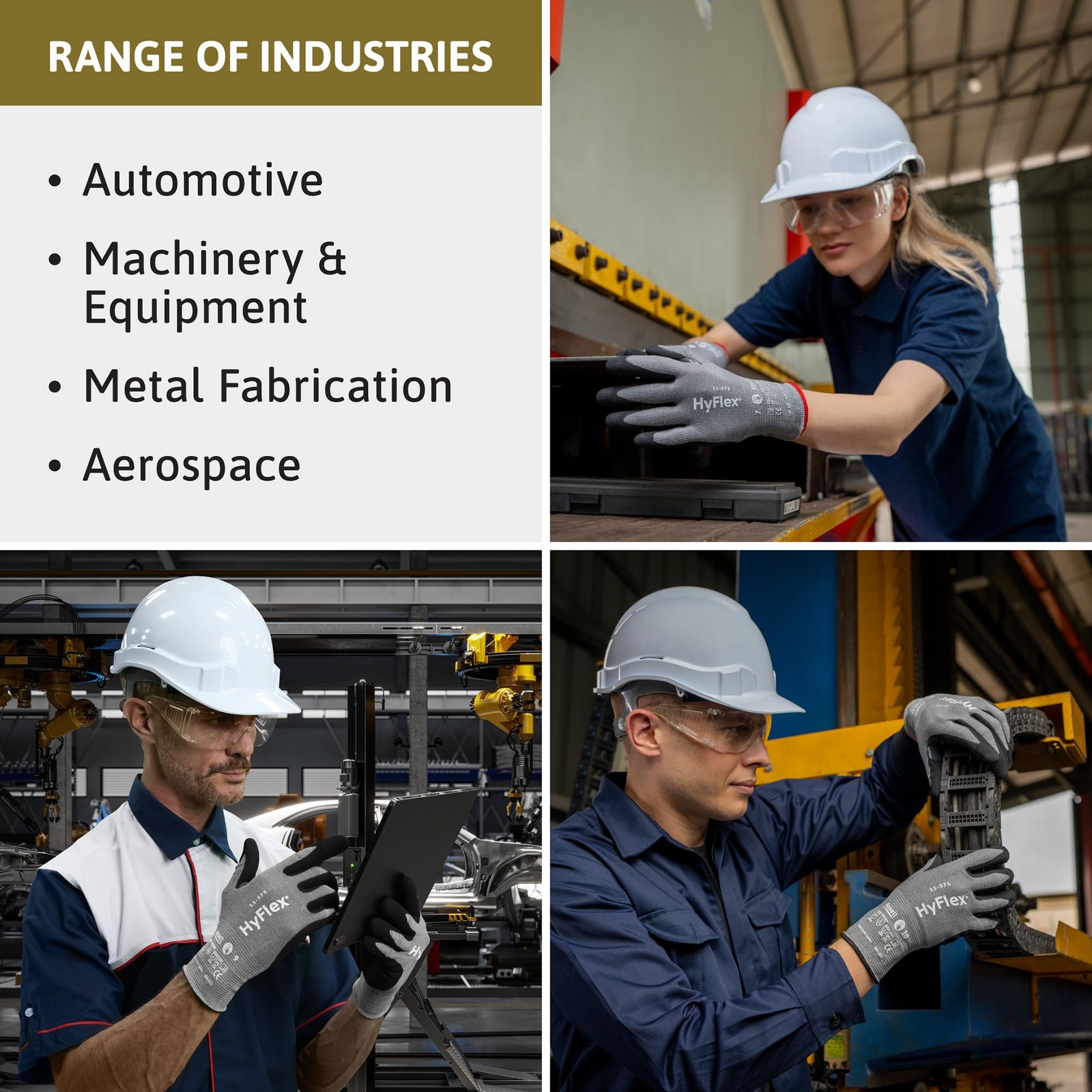 Ansell Hyflex 11-571 Ultra-Light Industrial Safety Gloves For Automotive
