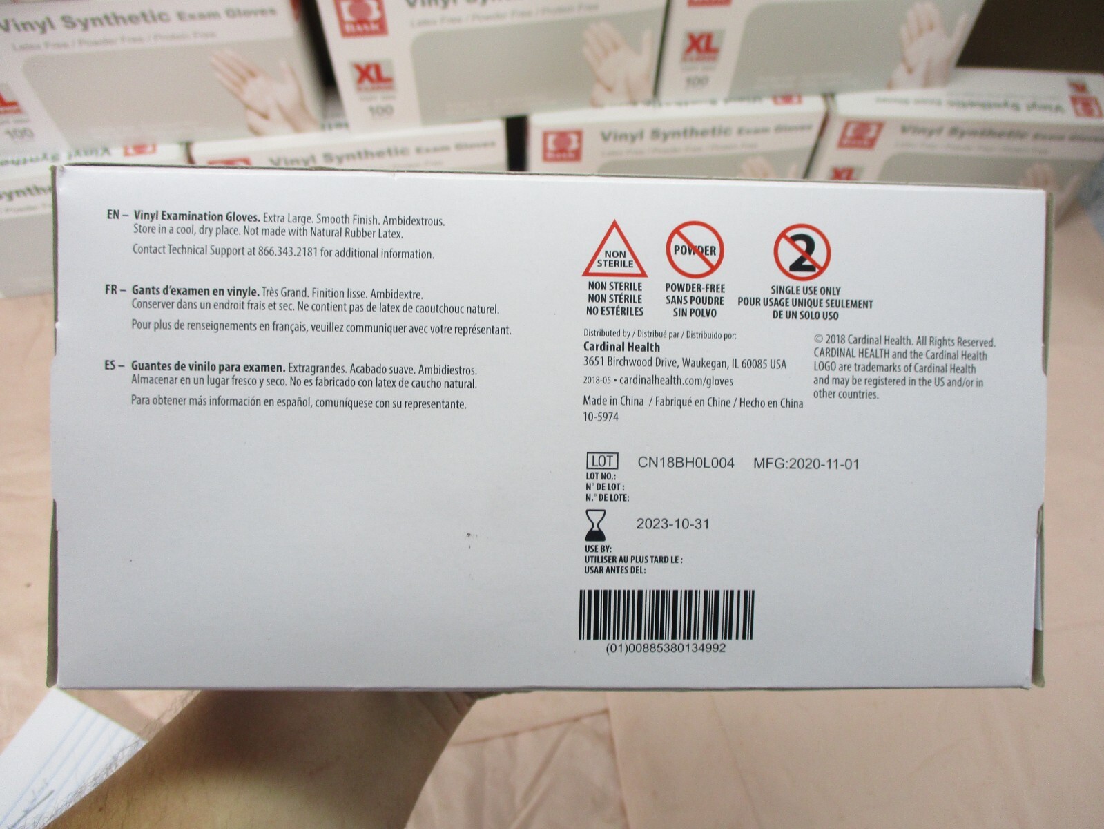 Vinyl Exam Gloves Clear Lot of 300 Cardinal Health Basic Size Extra Large XL