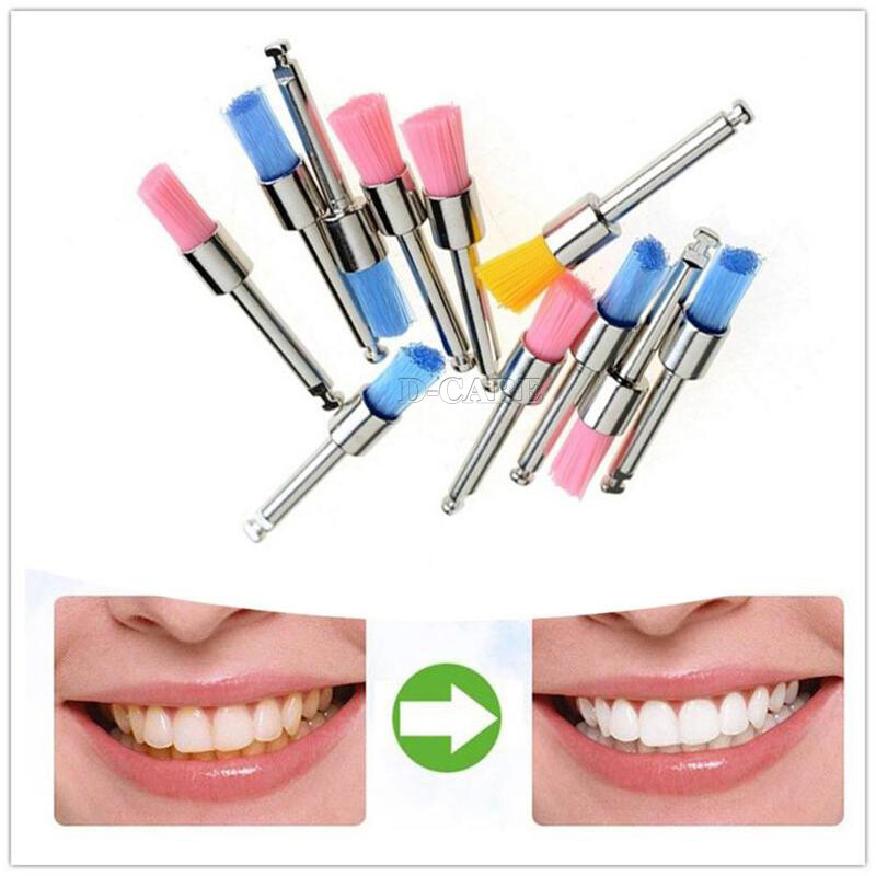 100Pcs/Box Dental Nylon Materials Closure Flat Polishing Prophylaxis Brushes SS