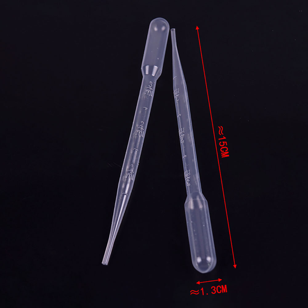 US 200Pcs 3ml Disposable Plastic Eye Dropper Set Transfer Lab Graduated Pipettes