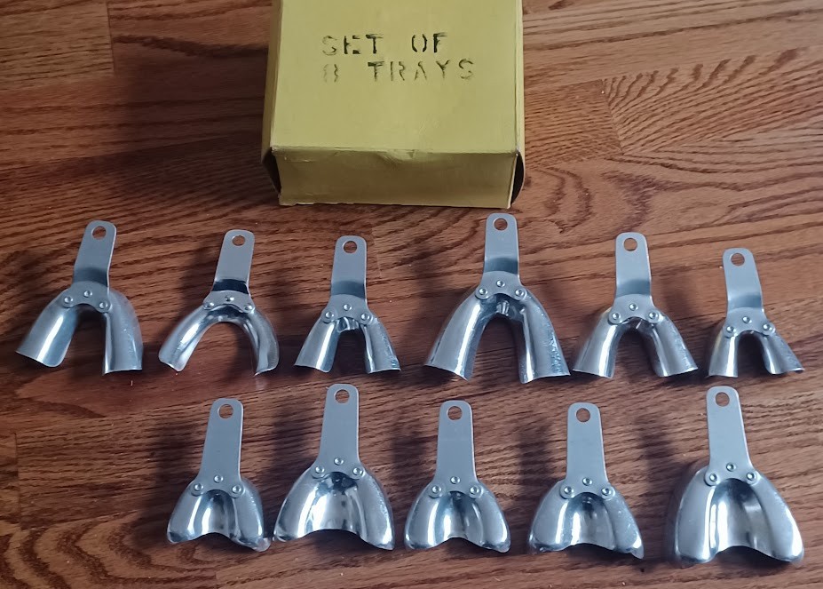 Crescent Dental Impression Trays Set of 11 w/ One Bisco Mandibular Intruder