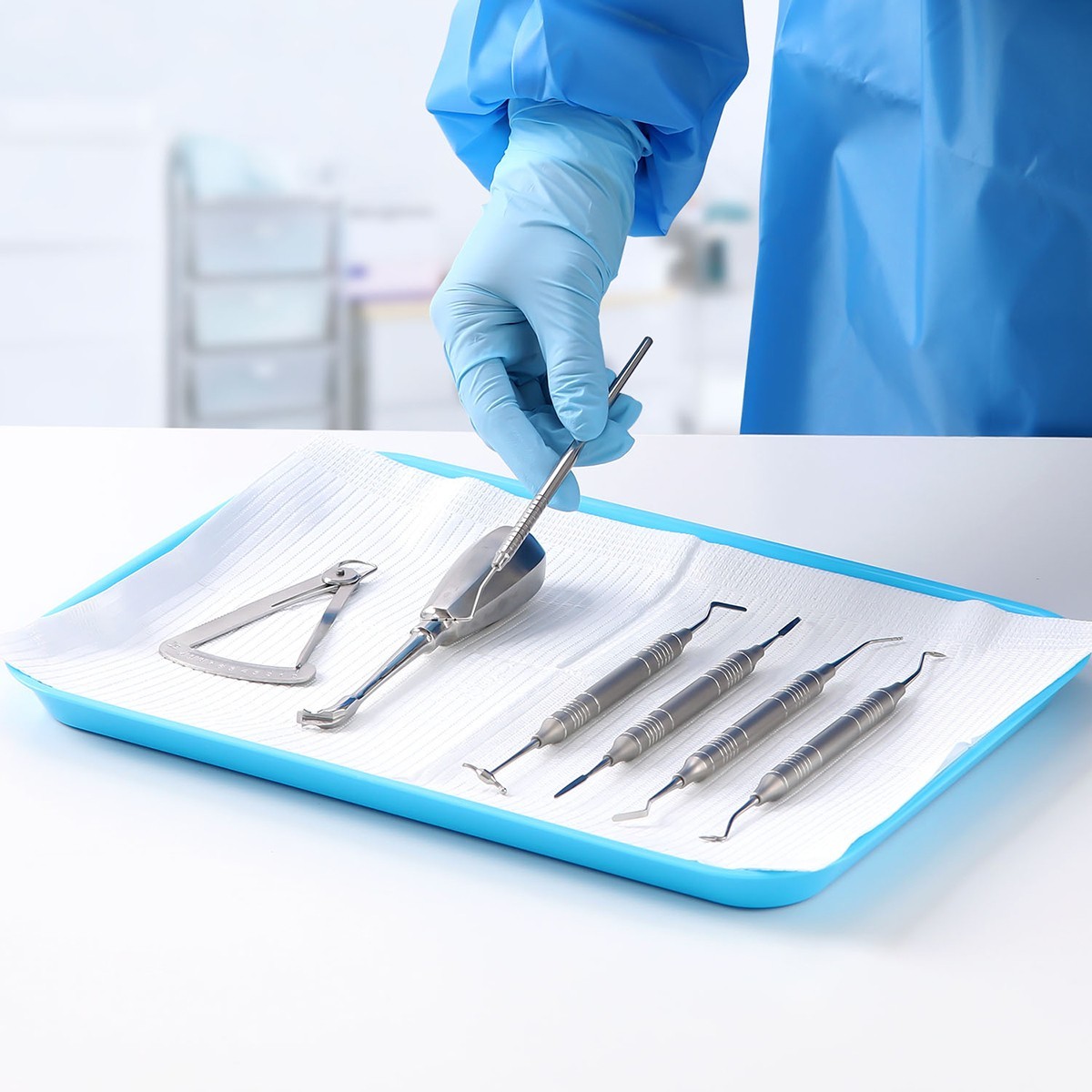 Dental Autoclavable Plastic Instrument Set Up Flat Tray /Divided Tray Size B