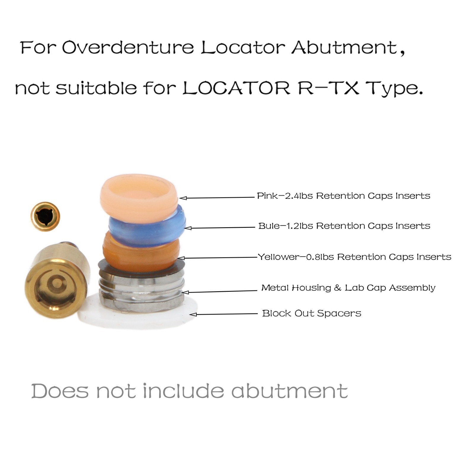 US Dental Male Processing Standard Set fits Zest Locator Overdenture Attachment