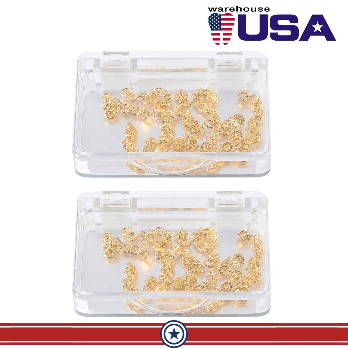 Dental Orthodontic Lingual Button Chain (Gold) Mono Round Mesh Base 10Pcs/Pack