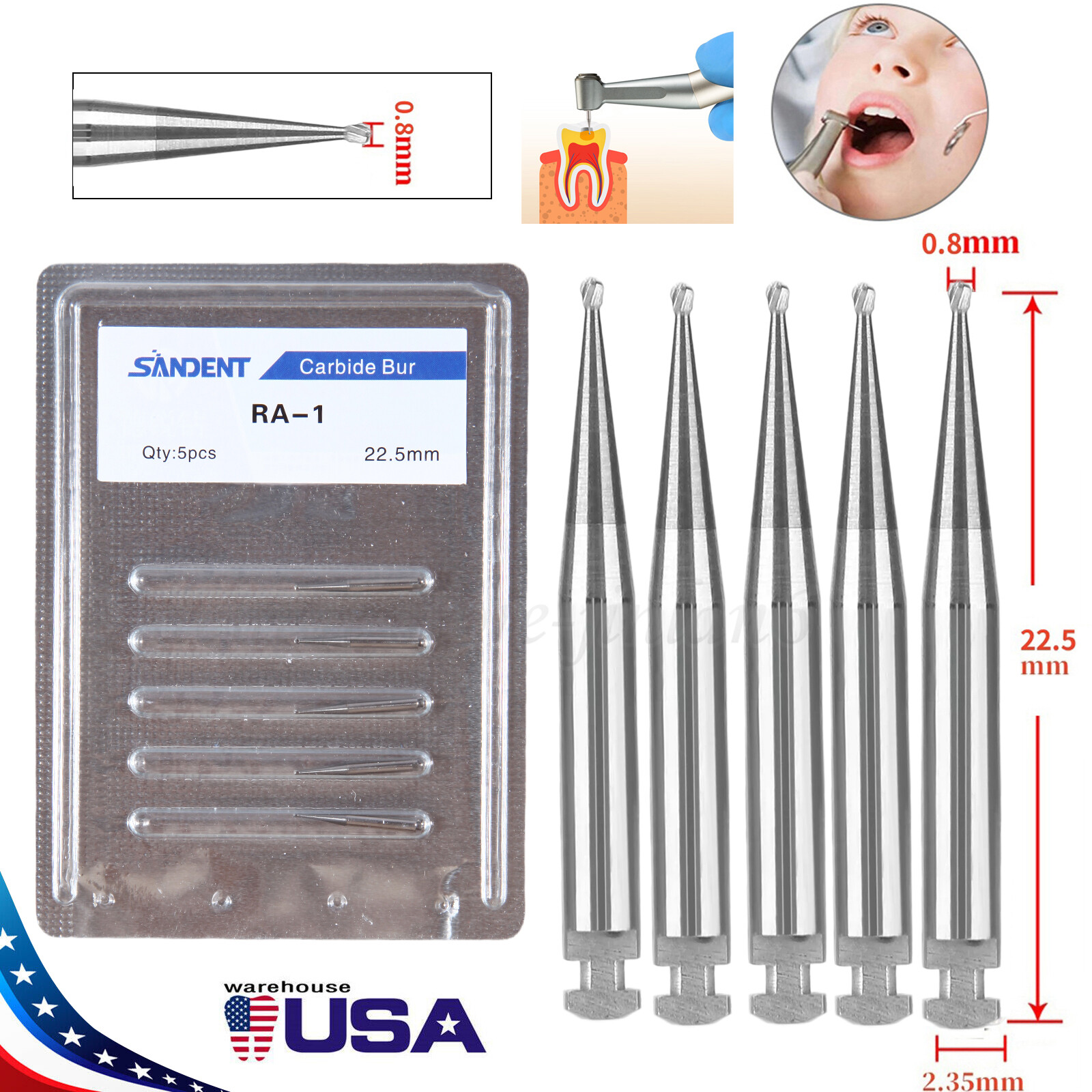 Dental Carbide Burs for Low/High Speed Handpiece Round FG Bur Diamond