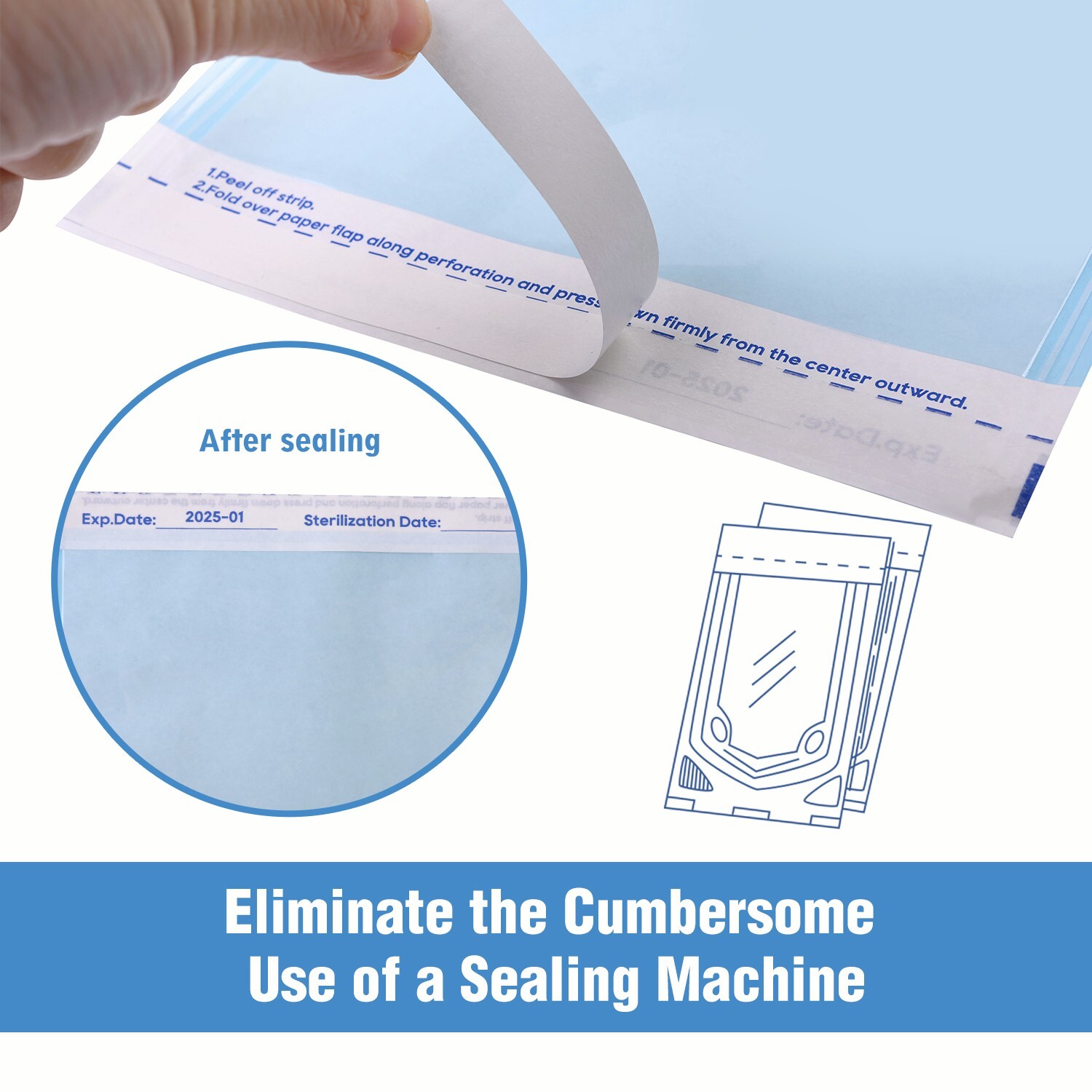 2000(10 Boxes)2.25″x4″ Self Seal Sterilization Pouches Sterilizer Autoclave Bags