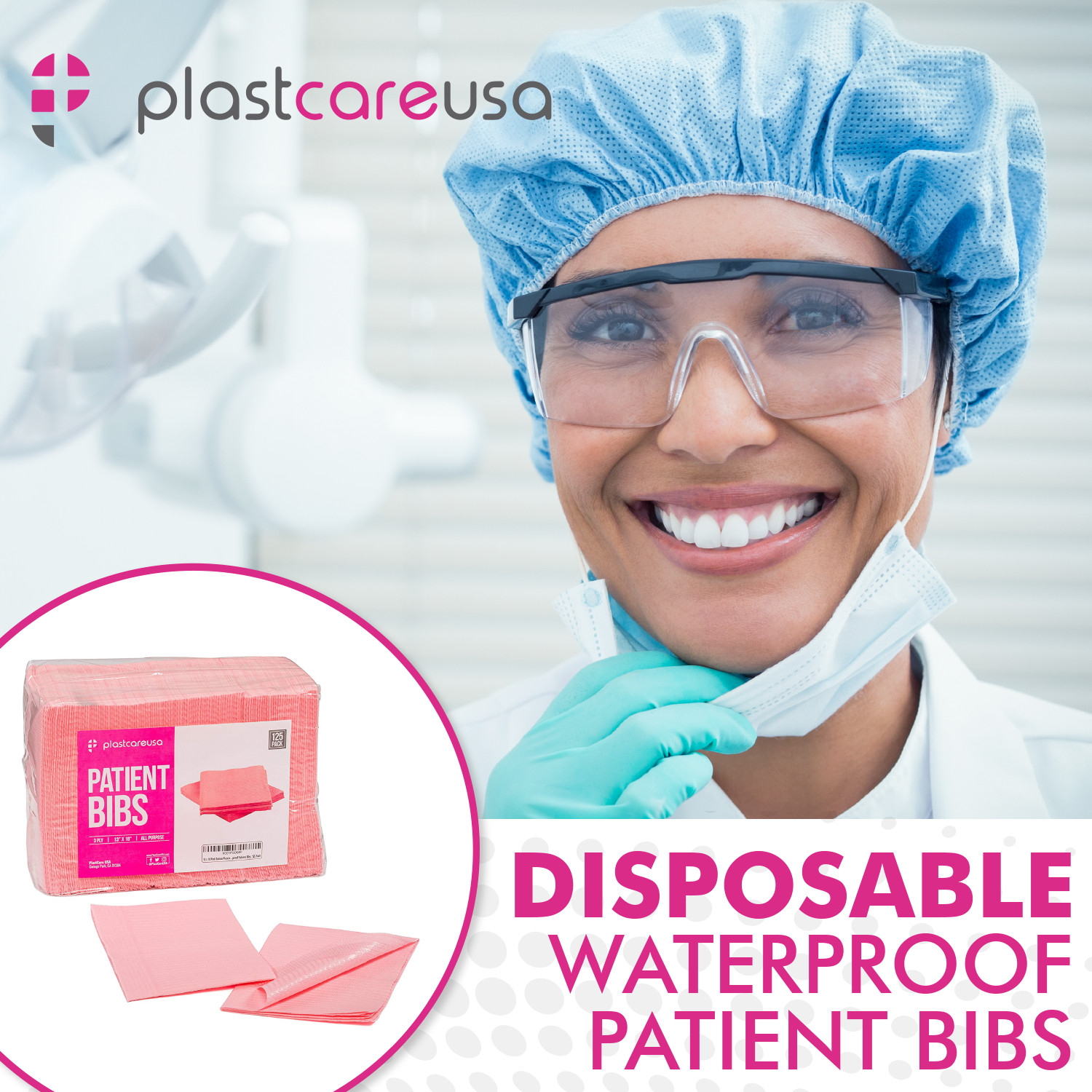 Disposable Patient Dental Bibs Assorted Colors, Tattoo Nail Table Paper Towels