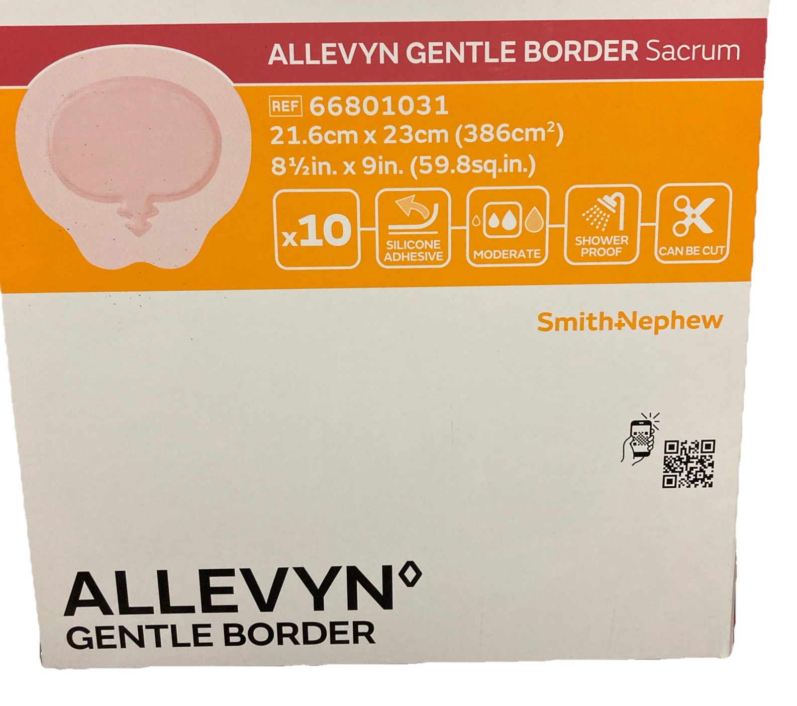 Allevyn 66801031 Gentle Border Sacrum Foam Dressing 8 1/2″ x 9″ Box of 10 2028