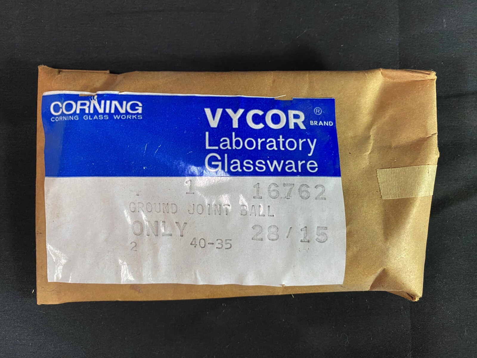 VYCOR 28/15 Ground Joint Corning Laboratory Glassware #16762 Ball Only