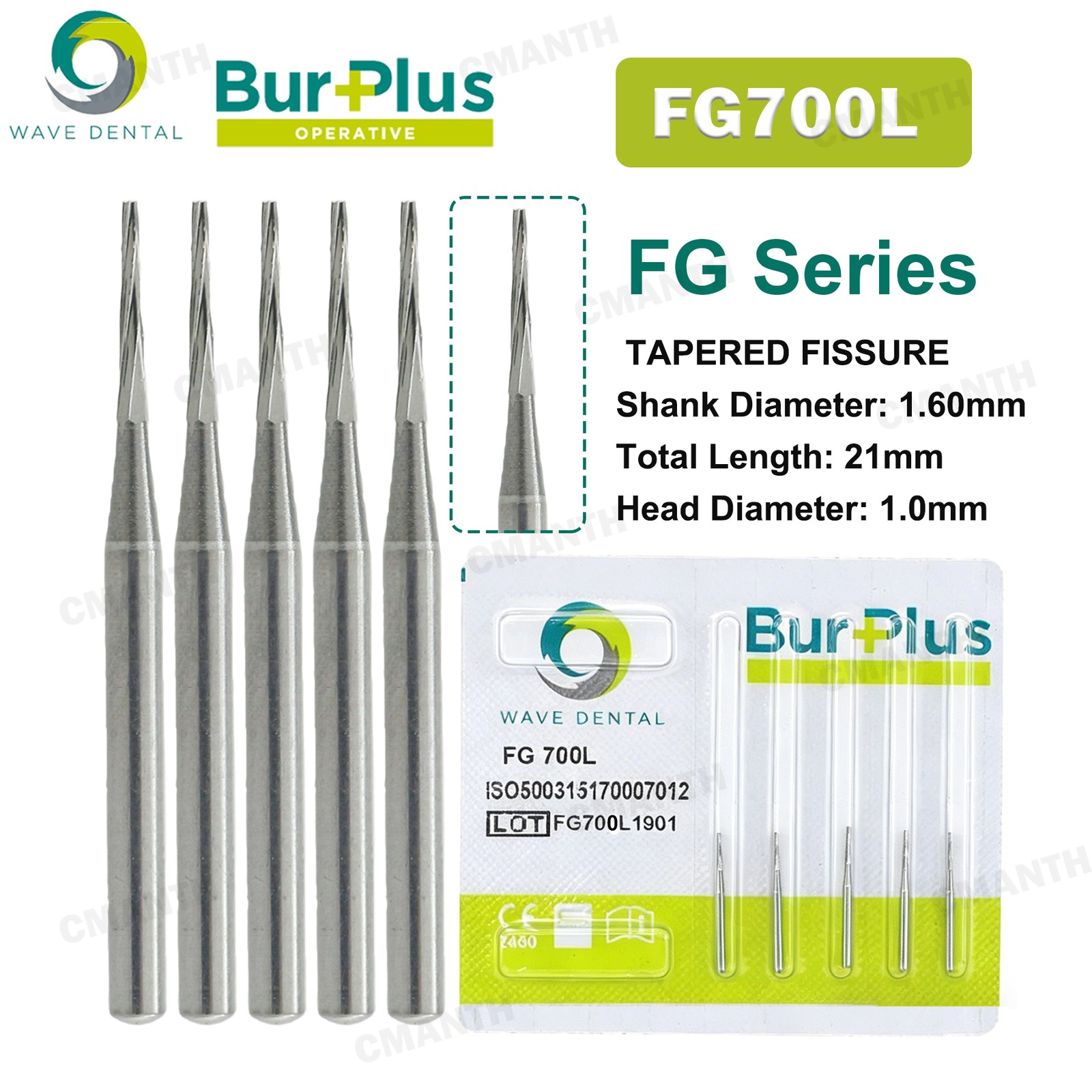 US WAVE Dental Burs Carbide Burs Tapered Fissure FG Cross Cut Bur Fit High Speed