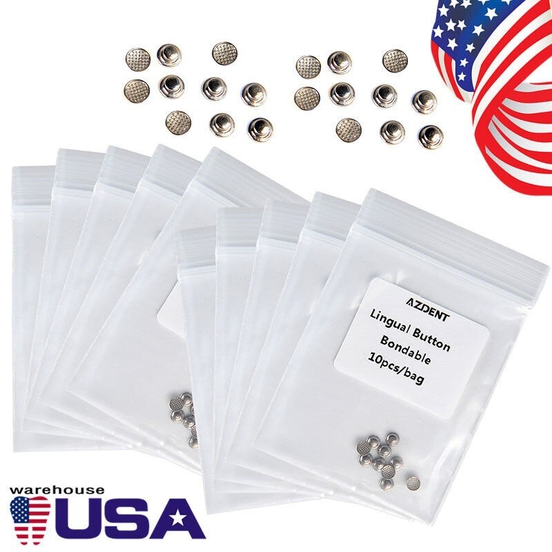 50pcs AZDENT Dental Orthodontic Lingual Buttons Bondable Round Base 5 Packs