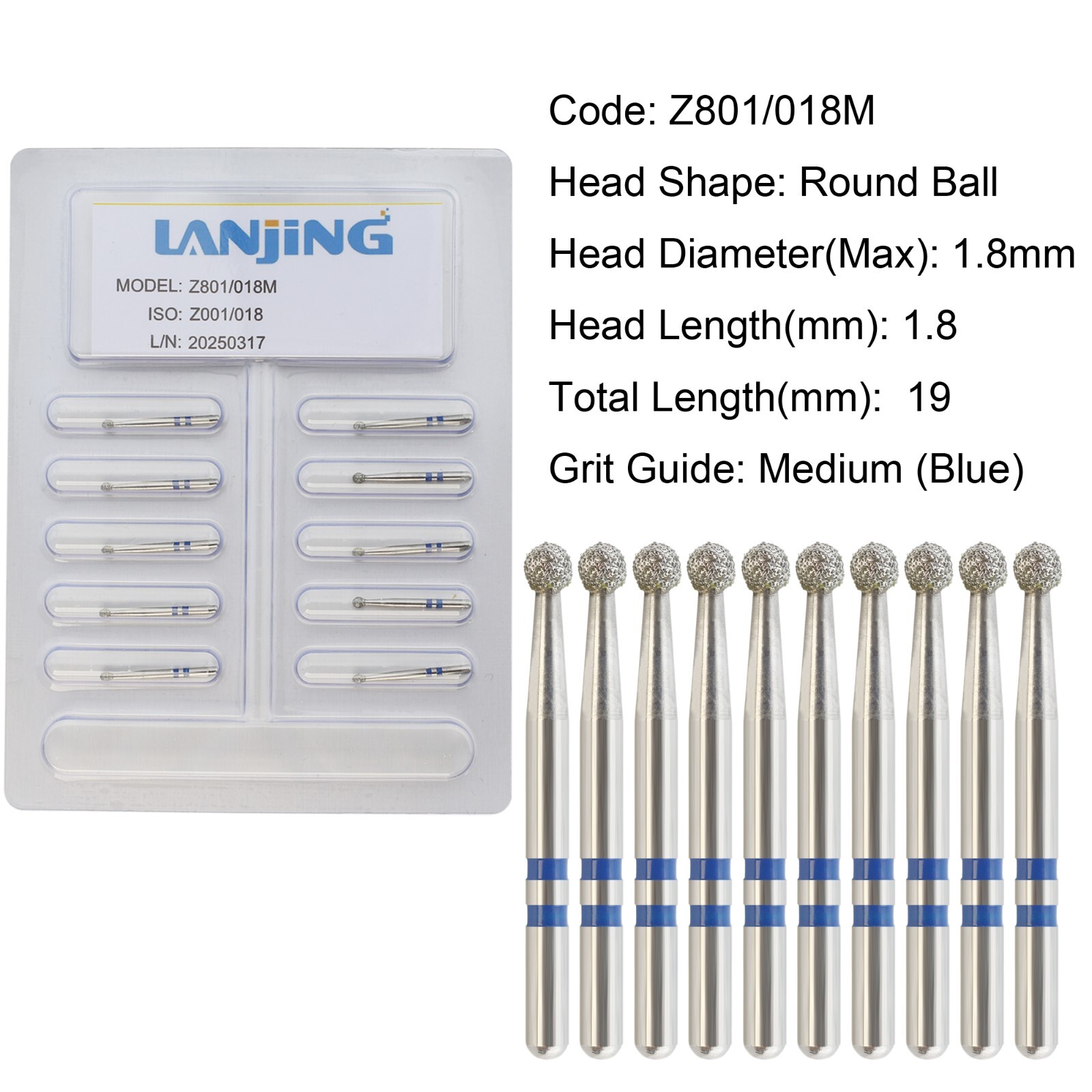 20 Types Zirconia Dental Diamond Burs FG Friction Grip for High Speed Handpiece