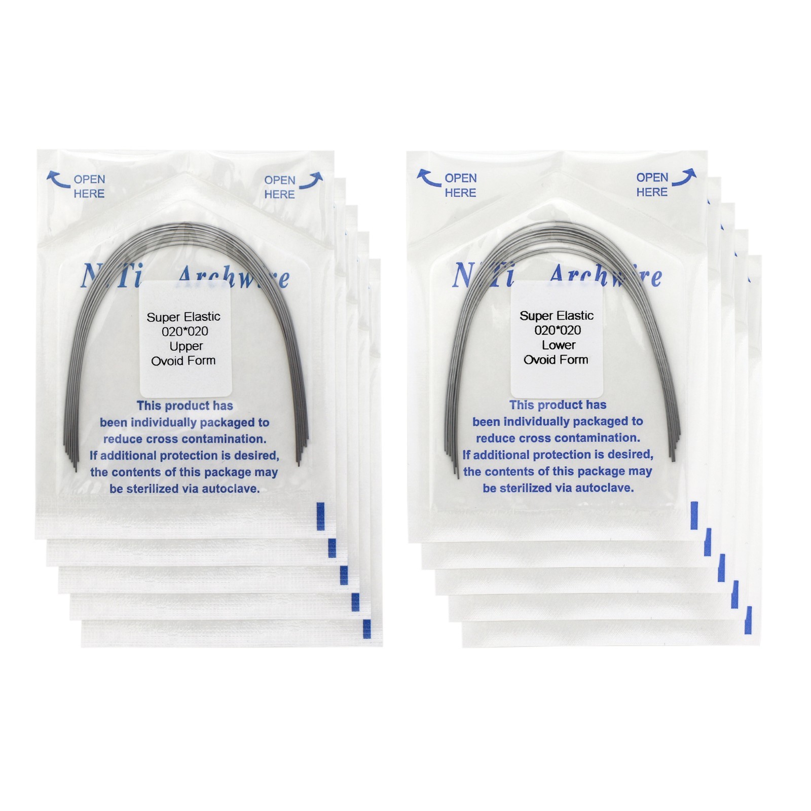 Dental Orthodontic Arch Wires Niti Stainless Steel Ovoid Natural Form 100pcs U/L