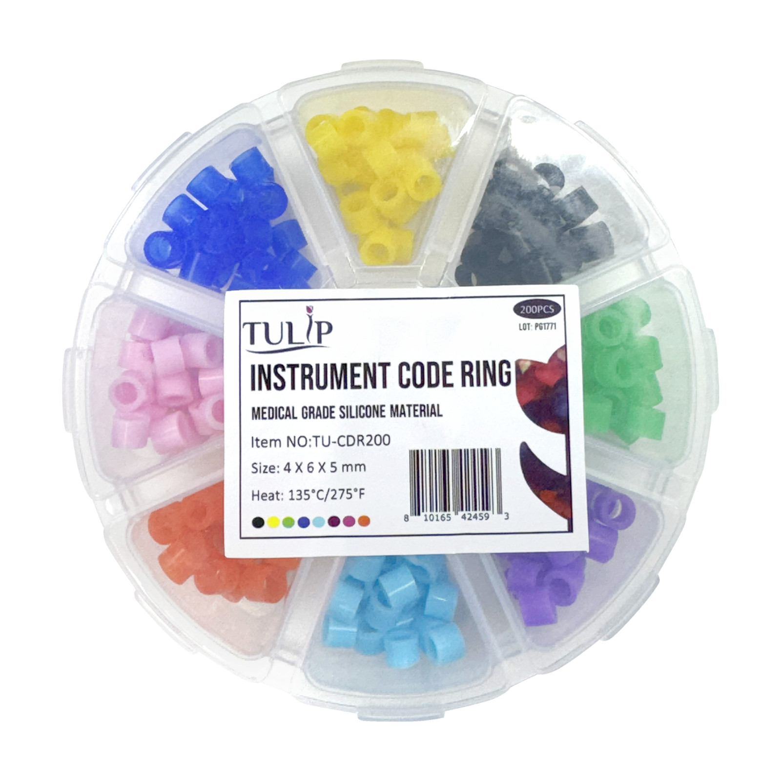 200 Dental Instrument Code Rings, Medical Grade Silicone, 4x6x5mm, Autoclavable