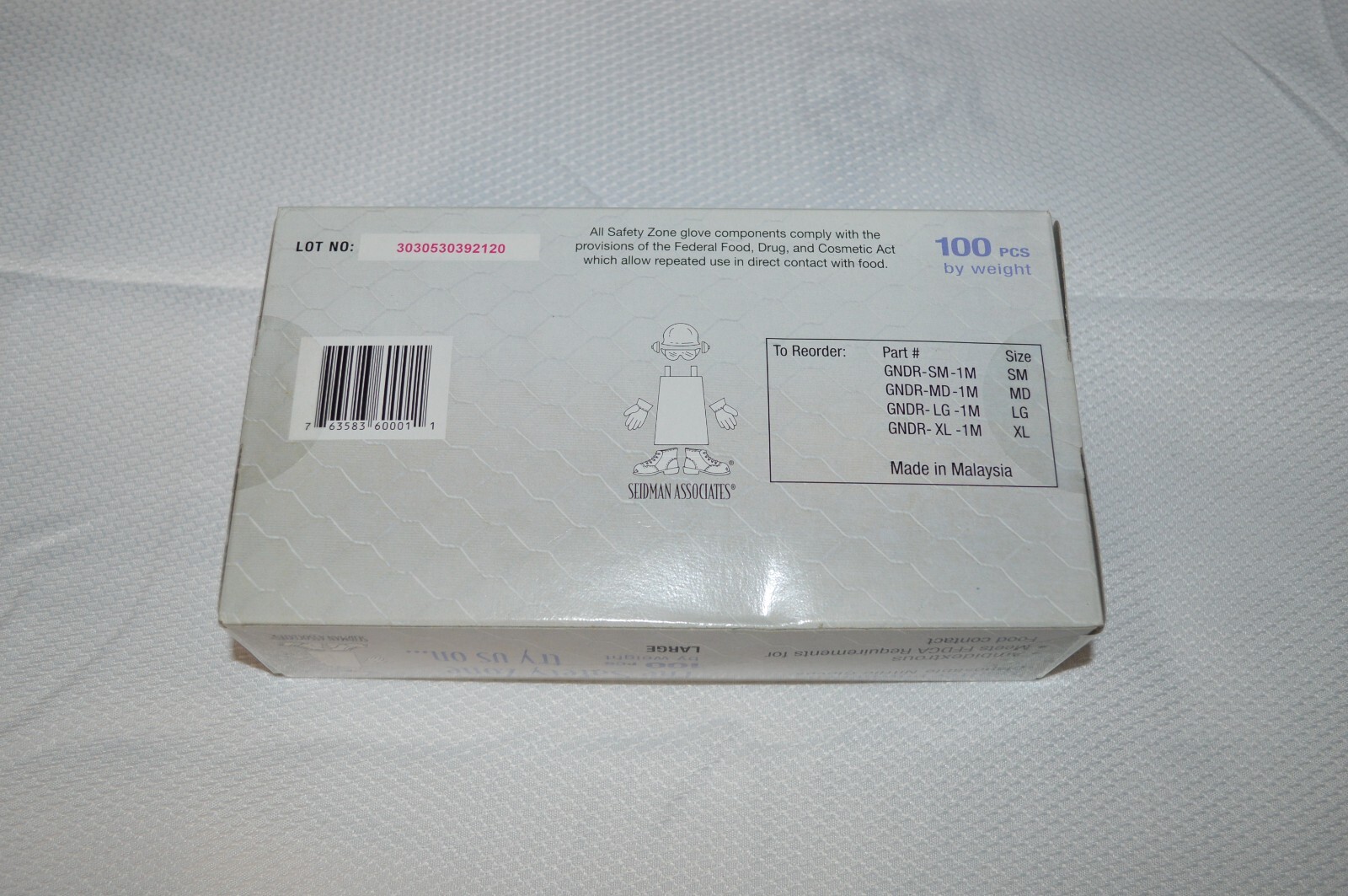 THE SAFTEY ZONE ~ DISPOSABLE NITRILE GLOVES ~ AMBIDEXTROUS ~ 100 COUNT ~ LARGE